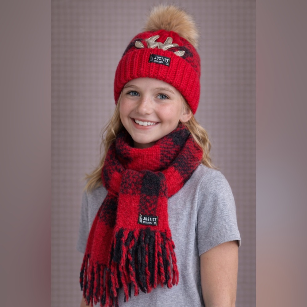 JUSTICE‎ Winter Hat + Scarf Set NWT ❄️✨